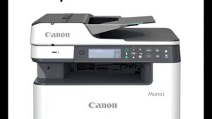 Современная иллюстрация МФУ Canon в минималистичном стиле для статьи об оптимизации затрат на печать