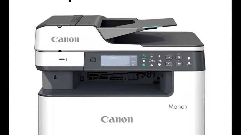 Современная иллюстрация МФУ Canon в минималистичном стиле для статьи об оптимизации затрат на печать